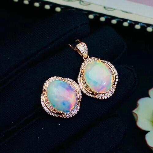 Super Quality 100% Natural and Real Opal jewelry set Natural Real Opal 925 sterling silver 1pc pendant,1pc ring