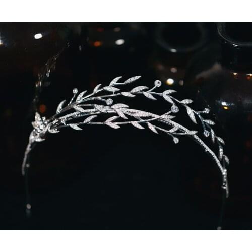 Irregular Plated Zircon Crystal Brides Headbands Tiaras Headpieces Wedding Hair Accessory