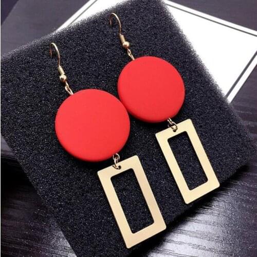 New Fashion DIY Wooden Round Earrings Jewelry Long Section Earrings Geometric Rectangle Earrings For Women Jewelry Wholesale