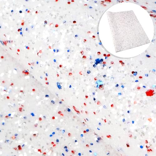 Big Size Chunky Glitter Faux Leather Sheet Fourth of July Synthetic Leather Fabric for Bows Earrings Independance Day Crafts
