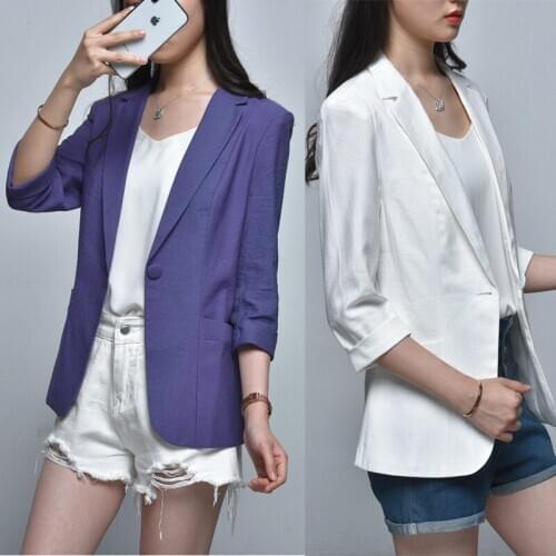 Autumn Cotton and linen suit jacket female casual linen suit plus size women blazers jackets Office lady blazer feminino Coat