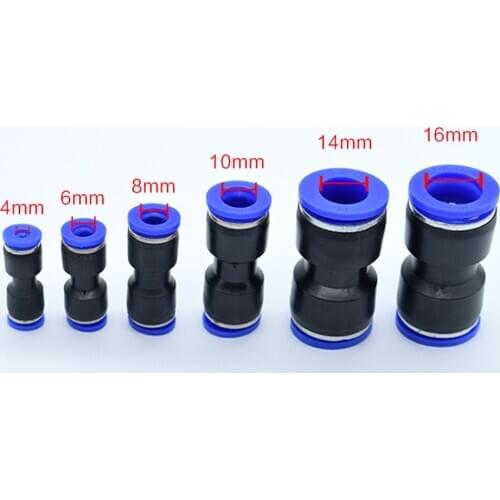Pneumatic Fittings PU/PG Straight Connector 4-16mm OD Hose Reducing 8-6mm Plastic Push In Quick Connector Air Fitting Plumbing
