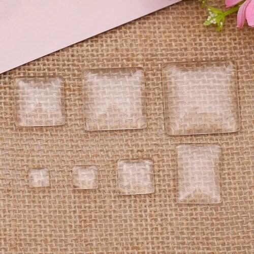 20pcs 20mm 25mm Transparent Clear Flat Glass Cabochon&Square Glass Dome Cover Pendant Cameo Settings
