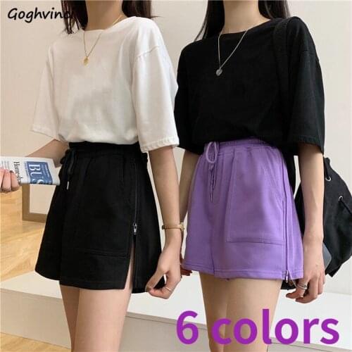 Plus Size M-4XL Candy Colors Women Shorts High Waist Design Zipper Wide Leg Trousers Fresh Sweet Preppy Korean Style Chic Bottom