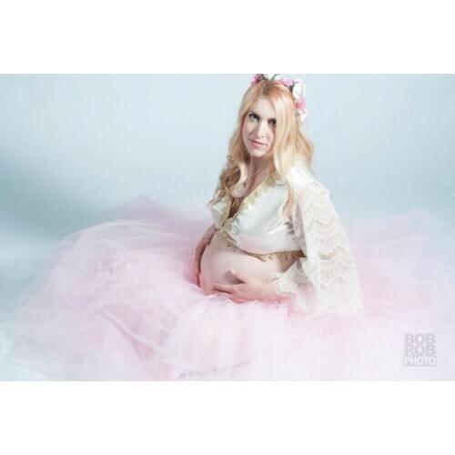 Pink Lush Tulle Balll Gowns Maternity Long Tulle Skirts For Pregnant Women show cloth Photoshoots Photograph Puffy Tutu Skirt