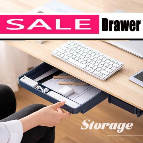 Self Stick Pencil Tray Under Desk Drawer Organizer Table Storage Box Self-adhesive Hidden Organizer Office Stationery Organizer