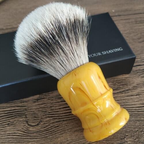 Dscosmetic 26mm sivertip badger hair finest knots and resin handle shaving brush by handmade