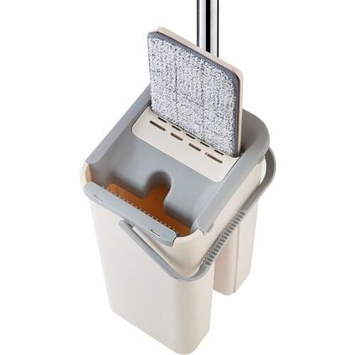 Mop Bucket and Microfiber for Home Bathroom Kitchen Floor Cleaning, Mop with Hand Free Washable Flat Microfiber Mop cloth