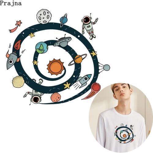 Van Gogh Star Space Heat Transfer For Clothing Astronaut Spaceman Thermal Stickers Printed Ironing Transfer UFO Applique Crafts