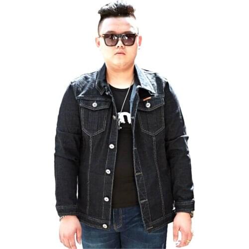 Fat denim jacket men blue black stretch Jeans Coats plus size 8XL spring autumn Casual Loose Streetwear Cotton Soft Outerwear