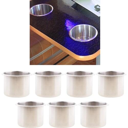 7pcs Stainless Steel Recessed Cup Drink Holder Rust Proof Corrosion Protection for Boat Car Truck Marine Trailer