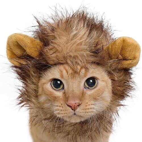 Funny Clothes For Pet Cats Lion Mane Cat Costume Lion Hair Wig Cap Dog Costumes Christmas Pet Halloween Costumes