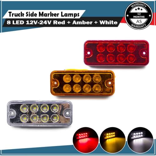 12V 24V 8 LED Side Marker Light Signal Lamp Tail Light Clearance Indicator Truck Trailer Lorry Caravan Bus Waterproof