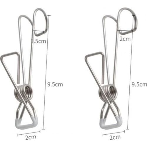 5Pcs/Set Clothing Clamps Heavy Duty Multi-purpose Stainless Steel Clothespins Laundry Chip for Clothesline
