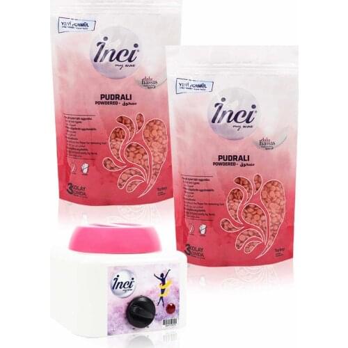 Pearl waxing pink 2 PCs 200 grams (total 400 gram) + waxing heater machine hard beads waxing, feather alma hair removal