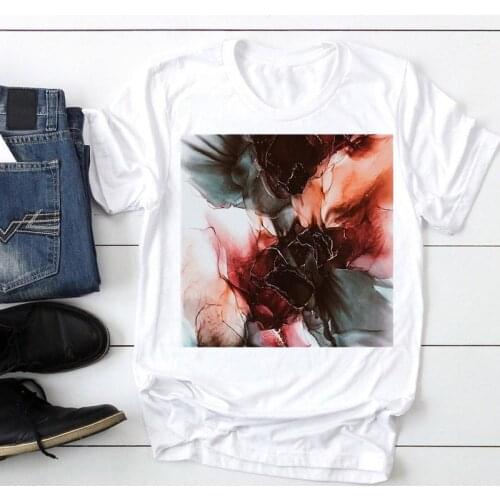 Women Short Sleeve Watercolor Style Trend Fashion Cartoon Summer Lady Print Tee Graphic T Top Female Tshirts Clothes T-Shirt