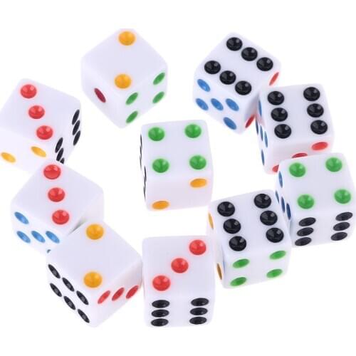 10Pcs/Set D6 Six Sided Spot Dice Square Opaque 15mm Dices Role Playing Game for Bar Pub Club Party