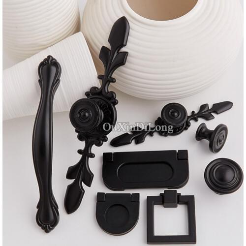 Black 10PCS European Vintage Kitchen Door Furniture Handles Cupboard Drawer Wardrobe Shoe Cabinet Pulls Handles & Knobs