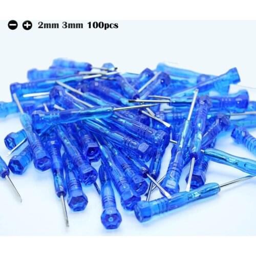 100pcs/ pack) mini 2mm 3mm Slotted Phillips Screwdriver Cross Slot Flat Screwdrivers set Screw Driver Electronic Repair Tool