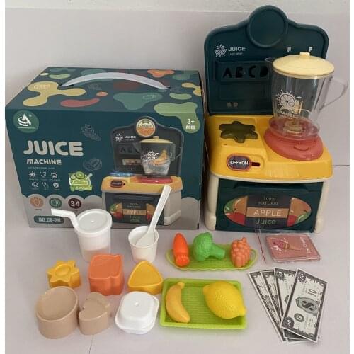 34pcs Morandi kawaii Children KitchenToys Simulation Cookware fruit juicer Kids Pretend Play Set Toys blender Girls Doll Food