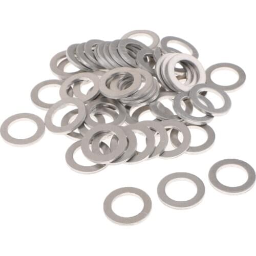 50pcs Metal Engine Oil Drain Plug Crush Washer Gasket 94109-14000 For Honda Acura Open Size: 14mm