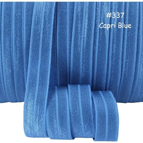 50 yards/lot) Free shipping 5/8" solid color foe elastic ribbon, wholesale #337 Capri blue fold over elastic for garment