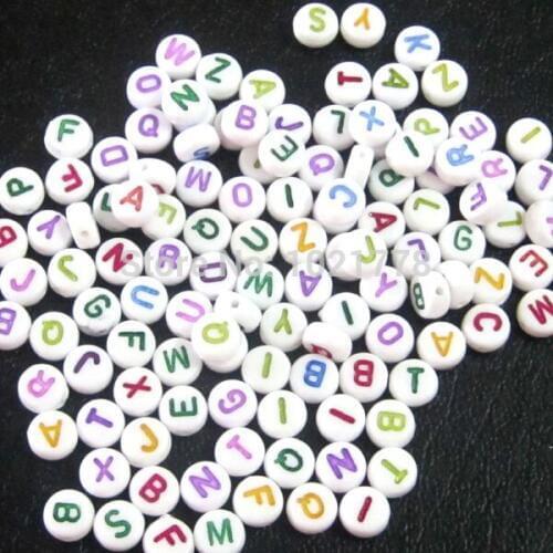 Free Shipping wholesale 1000pcs/lot fashion Mixed Letter Acrylic Spacer Beads size 7mm for jewelry accessory