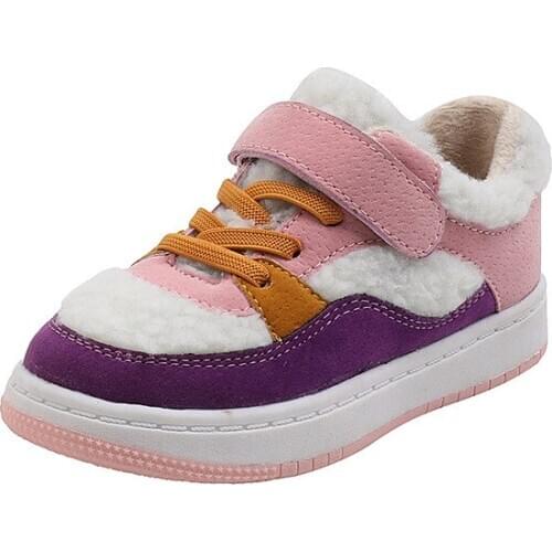 CUZULLAA Kids Sports Shoes Sneakers 2-12 Years Children Autumn Winter Shoes with Fur Plush Boys Girls Breathable Running Shoes