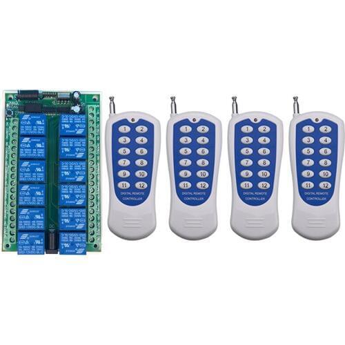 DC 12V 24V 10A 12 CH 12CH RF Wireless Remote Control Switch System Transmitter + Receiver/lamp/Garage Door/shutters/ window