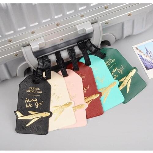 Travel Accessories Creative Aircraft PU Leather Luggage Tag Women Men Portable Label Suitcase ID Address Holder Baggage Boarding