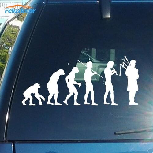 Evolution Of People Car Sticker Scottish Bagpiper Vinyl Decal Decor Sticker Car Decals Black/Silver C1073