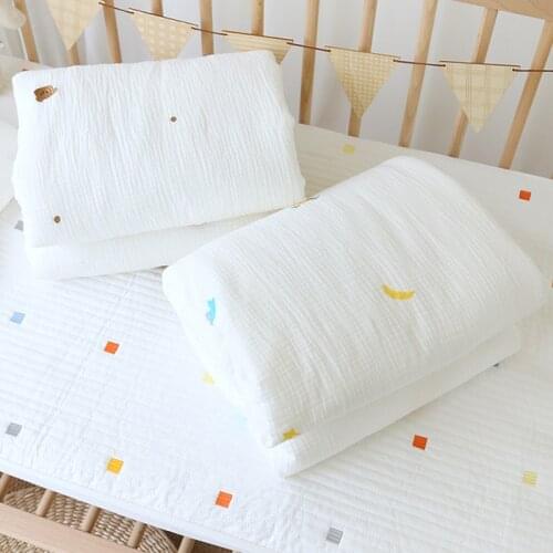 Embroidery Bear Cherry Cotton Muslin Kids Blanket with Filler,Lovely Fluffy Baby Duvet, Luxury Baby Thermal Cover,Crib Beddings