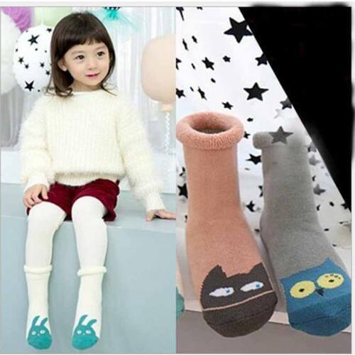 Cotton Baby socks for newborns with rubber soles Unisex Winter socks anti slip boy girl for new born cartoon baby socks
