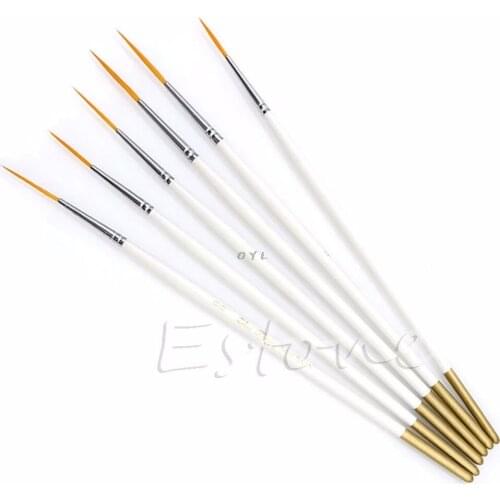 Hot 6Pcs/Set Nylon Hair Round Paint Brush Hook Line Pen Artist Draw Painting Craft