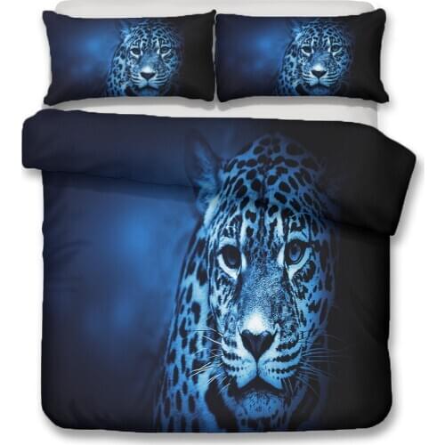 Hot style 3D digital leopard printing 100% Polyester bedding set 1 duvet cover + 1/2 pillowcases bed in a bag (no sheet)