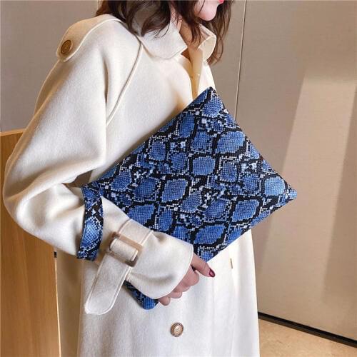 Envelope Clutch Women Purse Bag PU Leather Serpentine Wallet Casual Ladys Hand bag Money Phone Pouch Party Evening Bag ZD1445