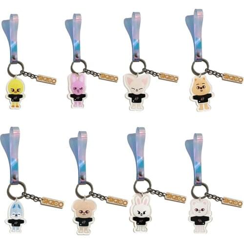 Kpop Stray Kids Skzoo Acrylic Keychain Laser Lantard Pendant K-pop Straykids Cute Skzoo Cartoon Key chain for fans collection