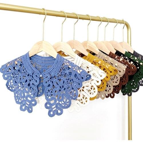 Fake Collars Shawl O-Neck Doll False Collar Shirt Women Hollow Crochet Lace Detachable Collar Clothes Accessories Faux Col
