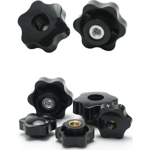 M4 M5 M6 M8 M10 M12 Plum Bakelite Hand Tighten Nuts Handle Thread Star Mechanical Black Thumb Nuts Clamping Knob Manual Nuts