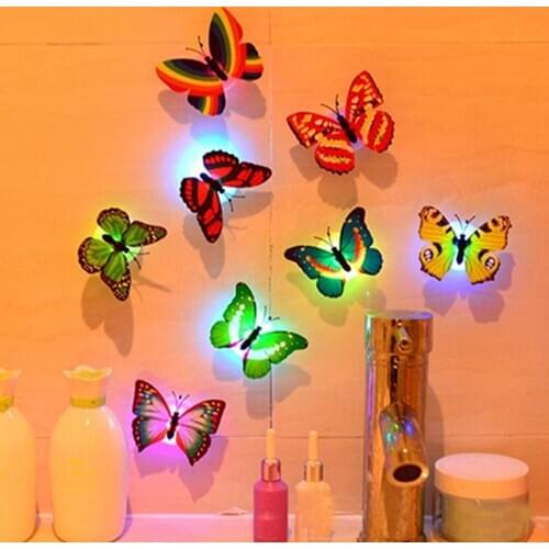 Color Changing Cute Butterfly LED Night Light Home Room Desk Wall Decor cute room decor wall stickers обои