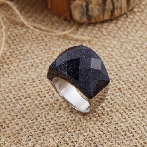 New Atmospheric Broad Black Cats Eye Ring Titanium Steel Jewelry Mens and Womens Rings