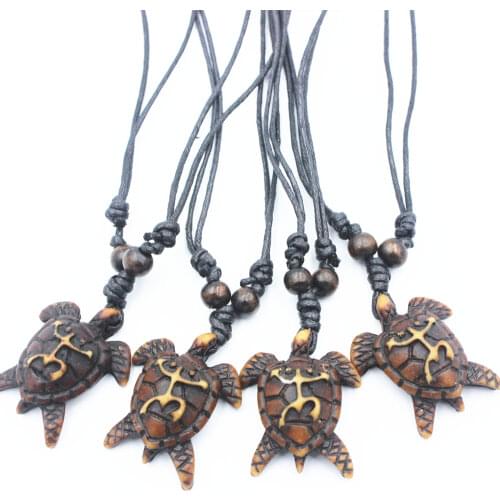 Jewelry Wholesale 12pcs Imitation YAK BONE Carving Tribal Surfing Frog Sea Turtle Pendant Amulet Necklace MN144