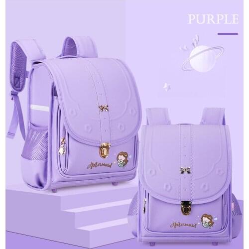 Orthopedic Kids School-bag Japanese Randoseru Large Capacity Light School Backpack For Girls Waterproof PU Baby Mochila Infantil