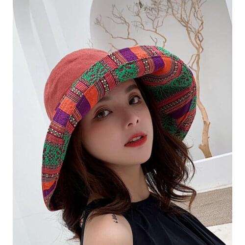 Double sided Fashion Pattern Bucket Hat Women Summer Cotton Breathable Bob Caps Outdoor Casual Dome Panama Sun hats