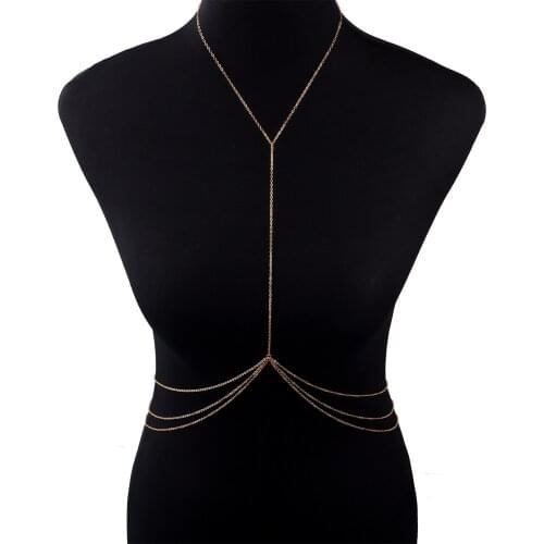 Simple cross multi-layer body chain Sexy bikini beach/party chest and abdomen one chain waist chain Fashion women body jewelry