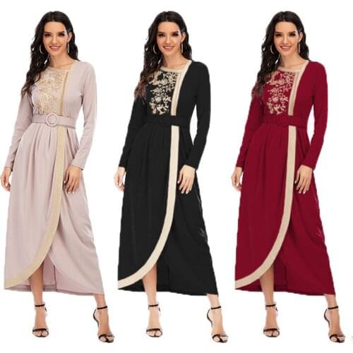 Ramadan Beading Muslim Women Dress Islamic Clothing Solid Eid Turkey Hijab Abaya Vestidos Lace-up Moroccan Kaftan Abayas 2021