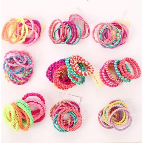 10PCS/SET High elasticity 3CM Nylon Princess Elastic Hair Bands Accessories for Kids Girls Ponytail Holder Rubber Bands Headband