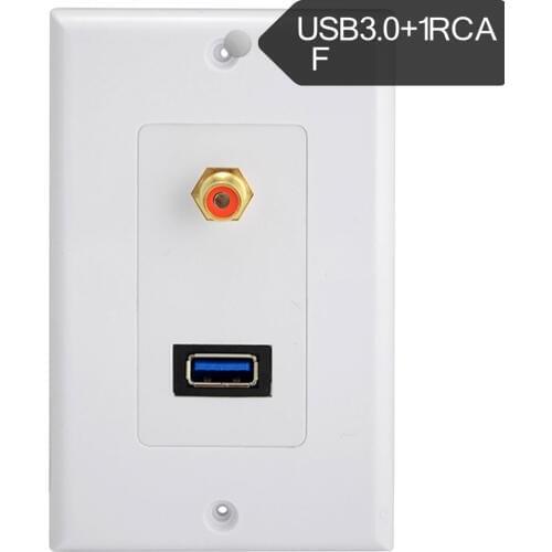 USB 3.0 Port RCA Phono Audio AV Wall Socket Receptacle Outlet Face Plate Panel