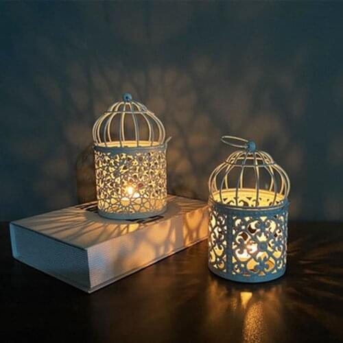Candle light holder metal wrought iron castle birdcage decorations can be hung decorated candle holder crafts gifts