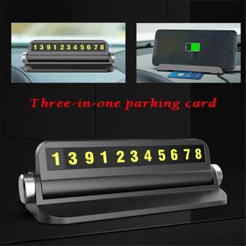 Heat Resistant Sunscreen Phone Holder Car Temporary Parking Card 6 In One Stop Sign Phone Number Card Plate Telephone Number d30